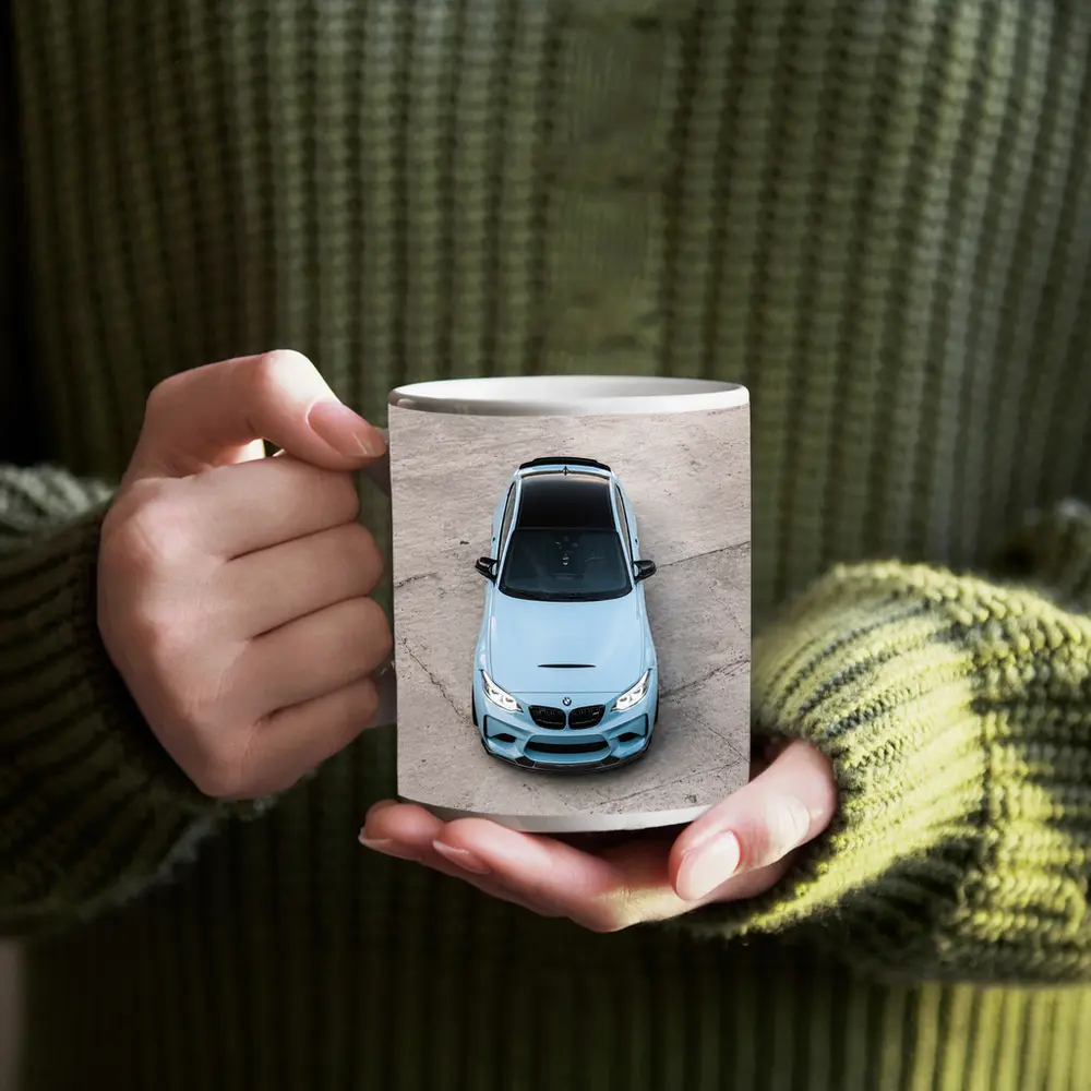 BMW M2 Aerial View Baby Blue – Mugs