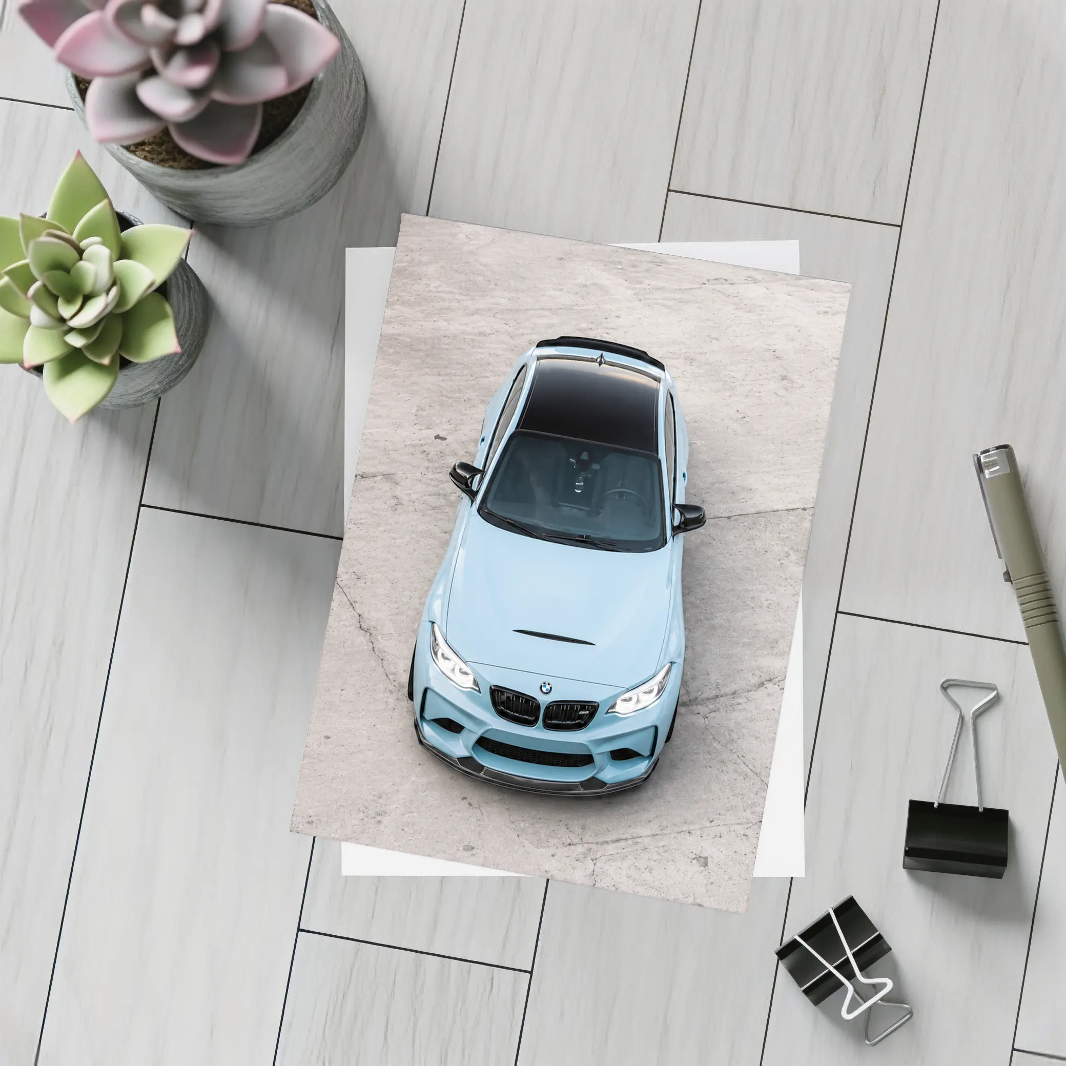 BMW M2 Aerial View Baby Blue – Postcards
