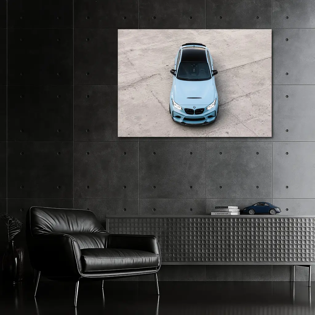 BMW M2 Aerial View Baby Blue – Wall Art