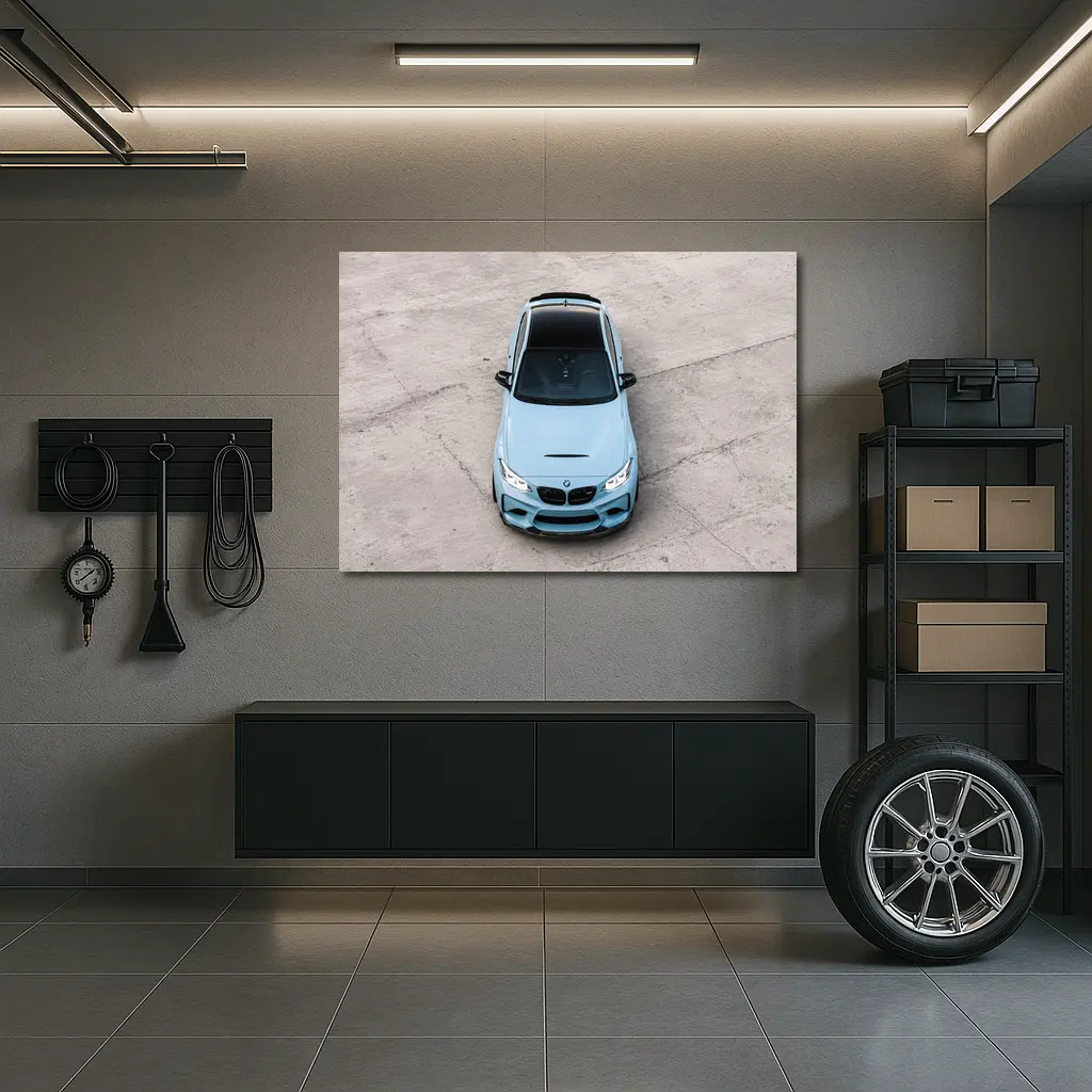 BMW M2 Aerial View Baby Blue – Wall Art