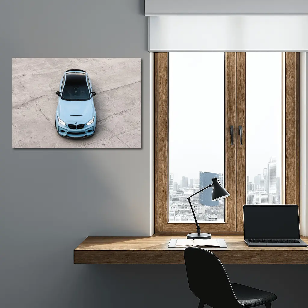 BMW M2 Aerial View Baby Blue – Wall Art