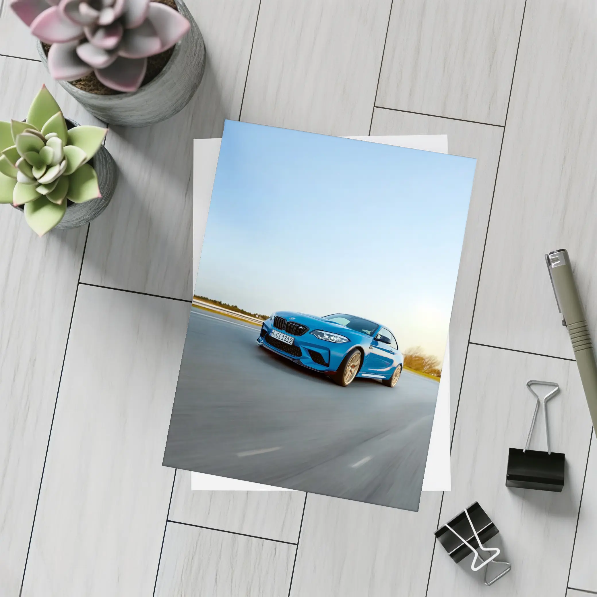 BMW M2 Blue Coupe On Open Track – Postcards