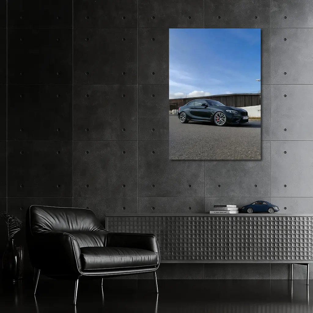BMW M2 Black Coupe Urban Street Setting – Wall Art
