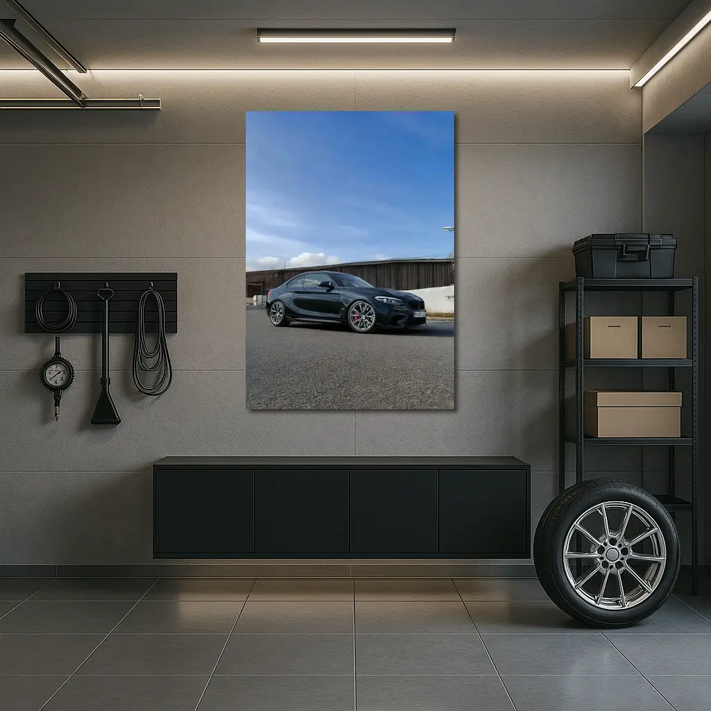 BMW M2 Black Coupe Urban Street Setting – Wall Art