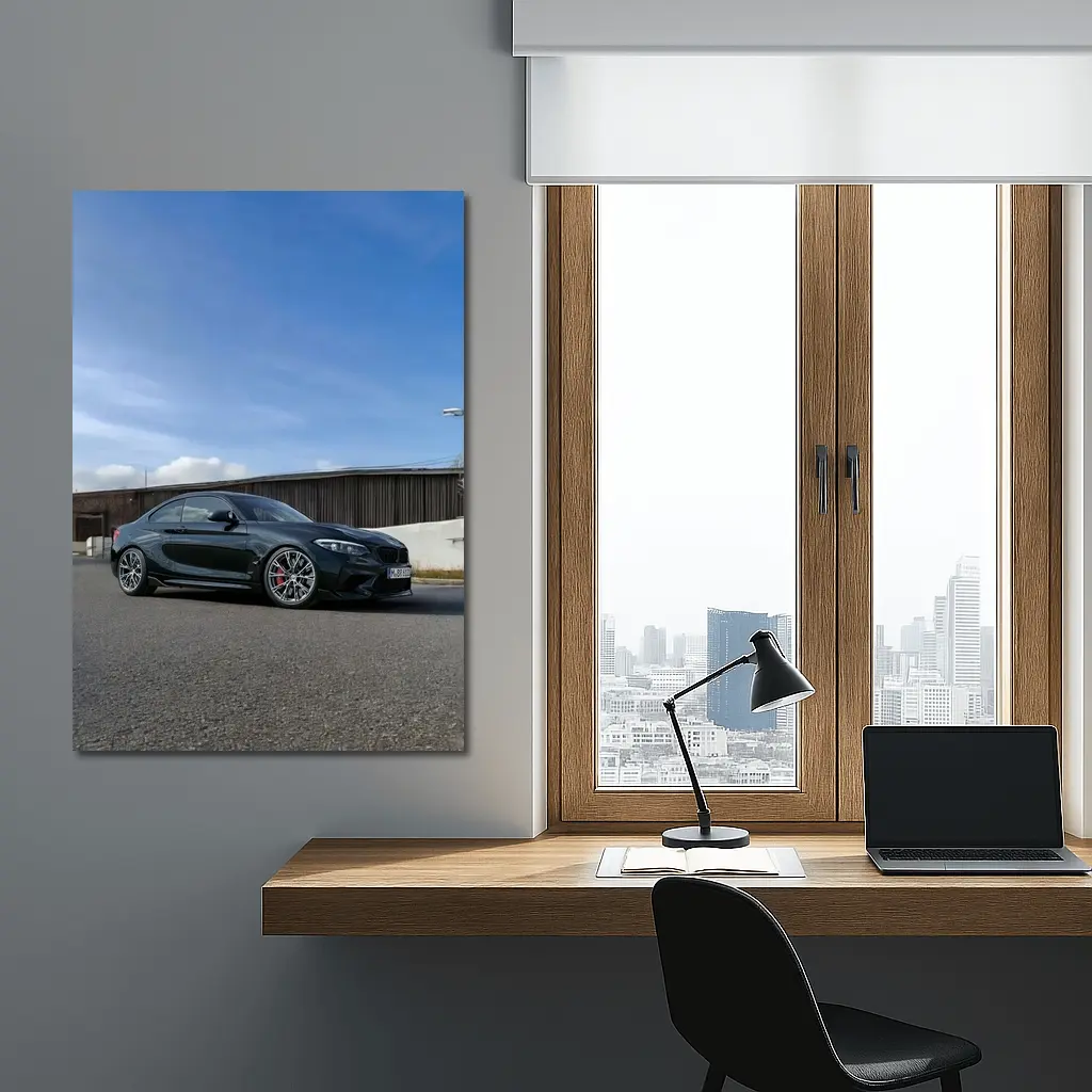 BMW M2 Black Coupe Urban Street Setting – Wall Art