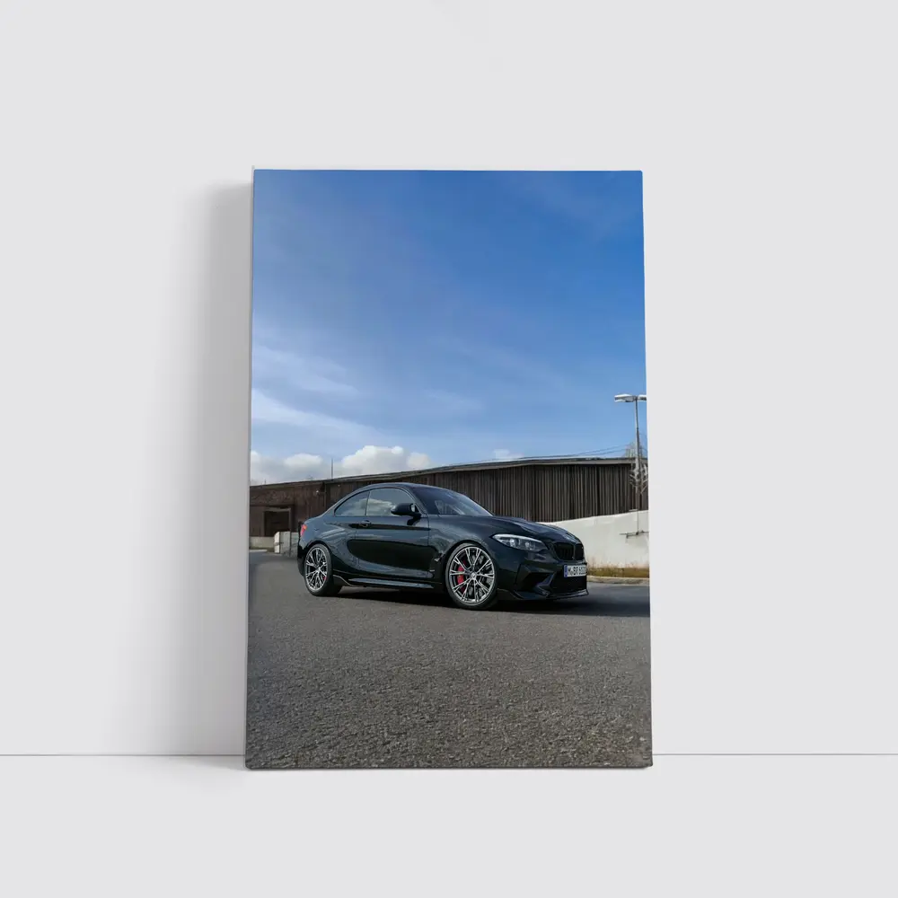 BMW M2 Black Coupe Urban Street Setting – Wall Art