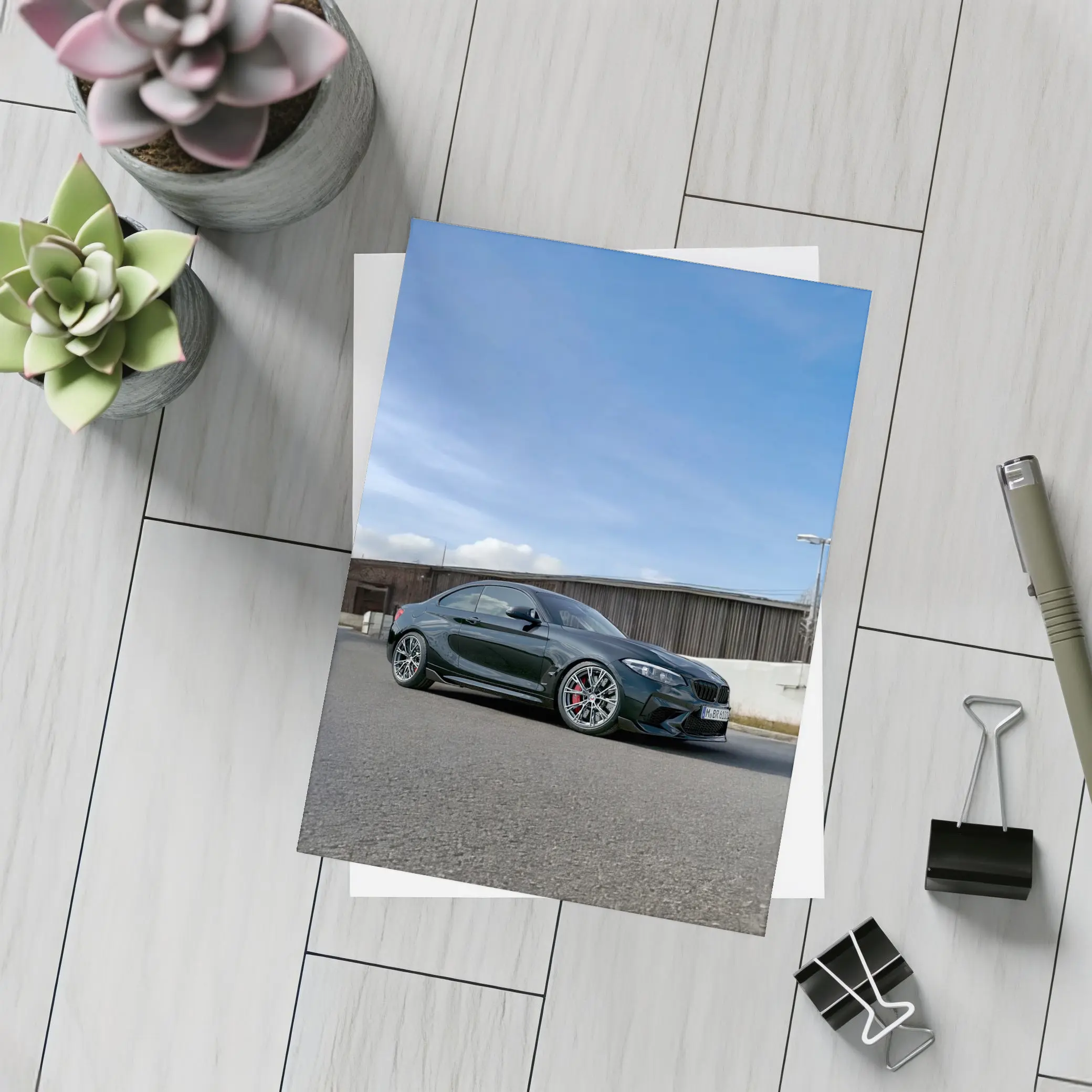BMW M2 Black Coupe Urban Street Setting – Postcards