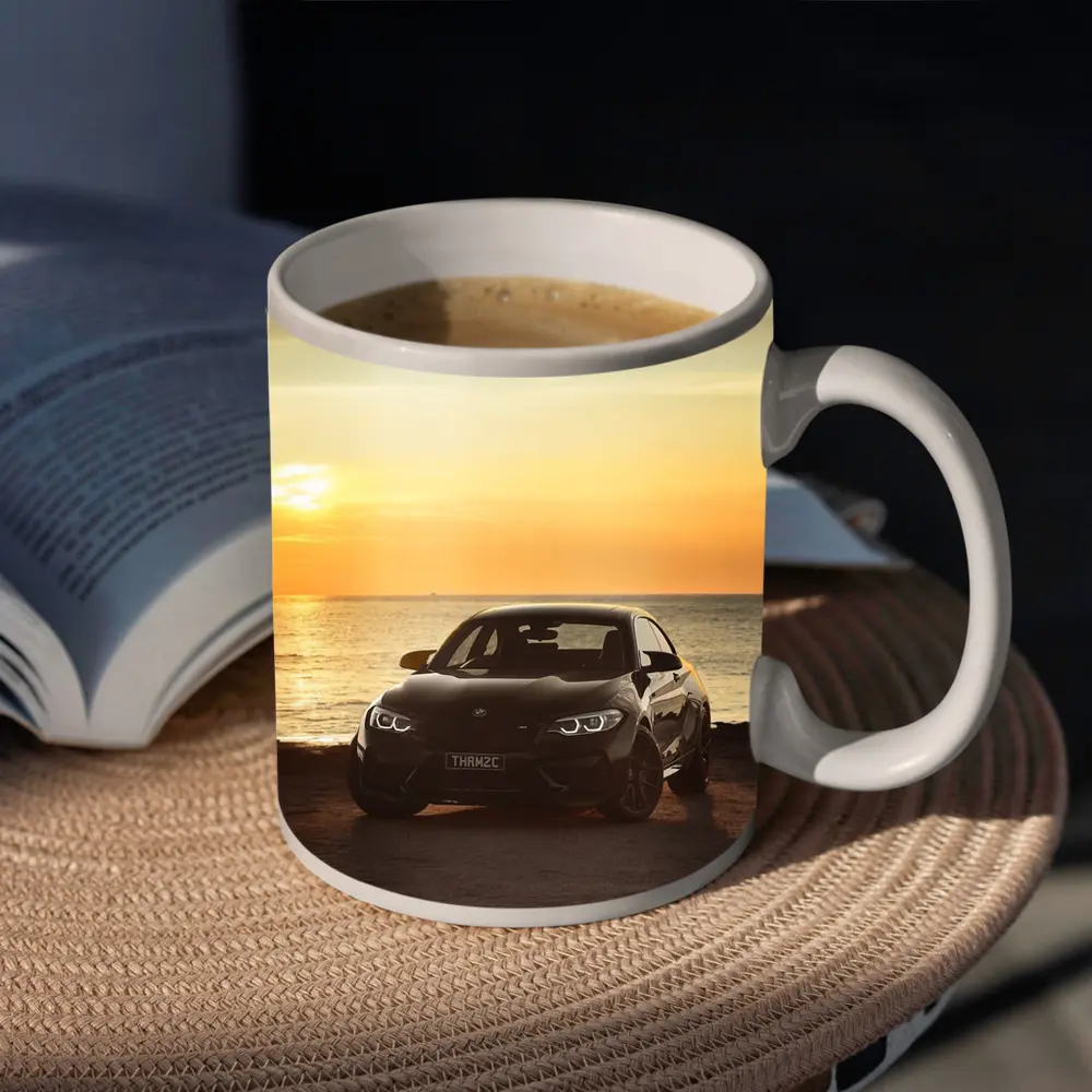 BMW M2 Black Car Sunset Ocean – Mugs