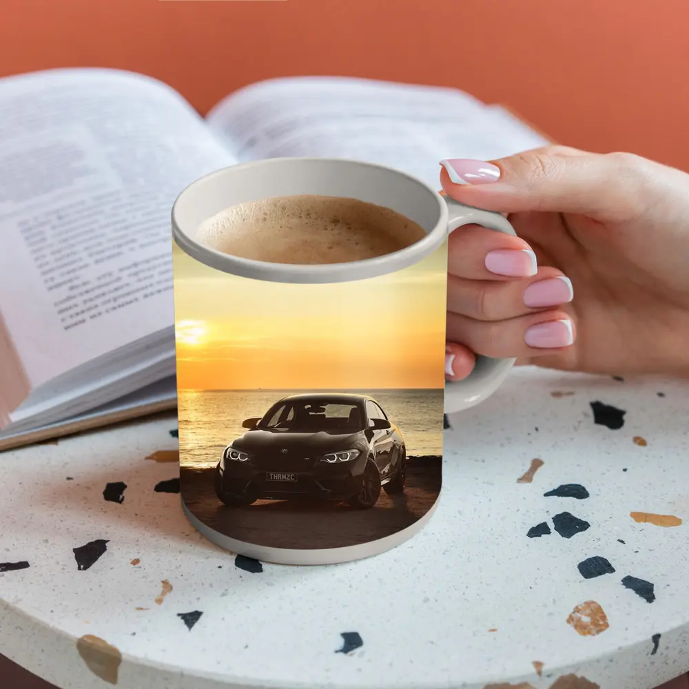 BMW M2 Black Car Sunset Ocean – Mugs
