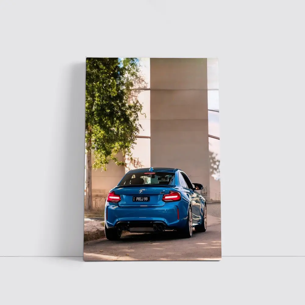 BMW M2 Blue Rear Urban Street Setting – Wall Art