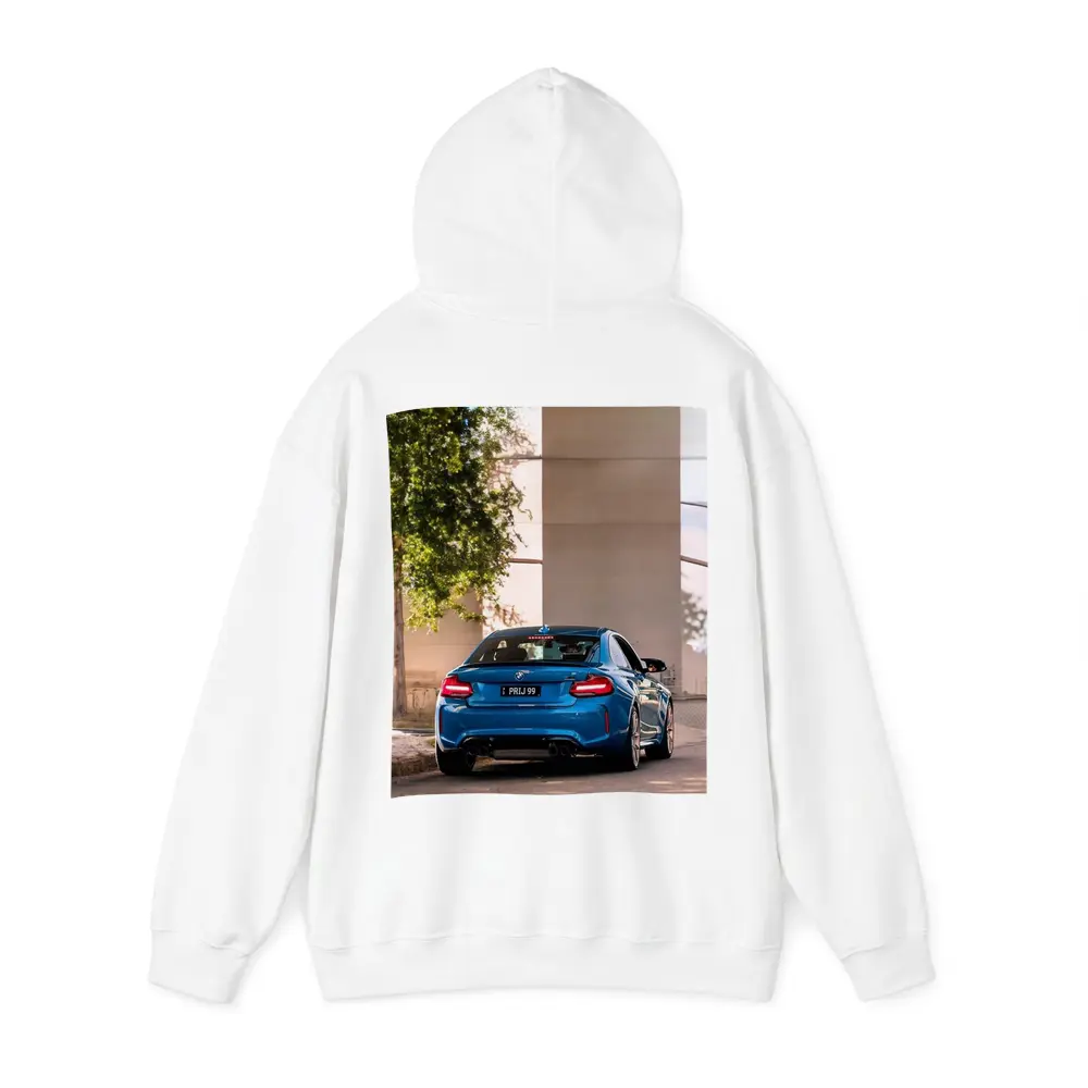 BMW M2 Blue Rear Urban Street Setting – Hoodies