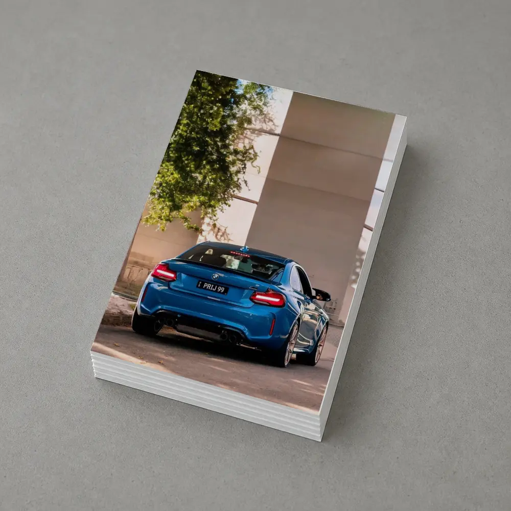 BMW M2 Blue Rear Urban Street Setting – Postcards