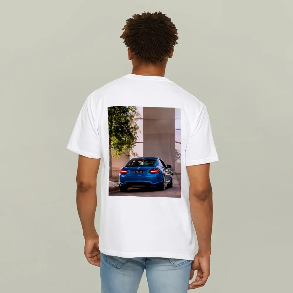 BMW M2 Blue Rear Urban Street Setting – T-Shirts