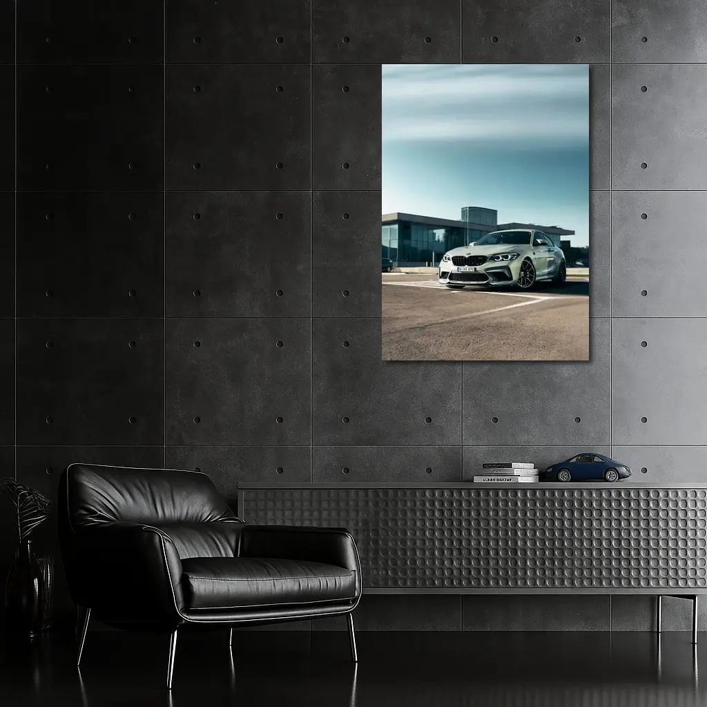 BMW M2 Competition Silver Parked Outside Building – Wall Art