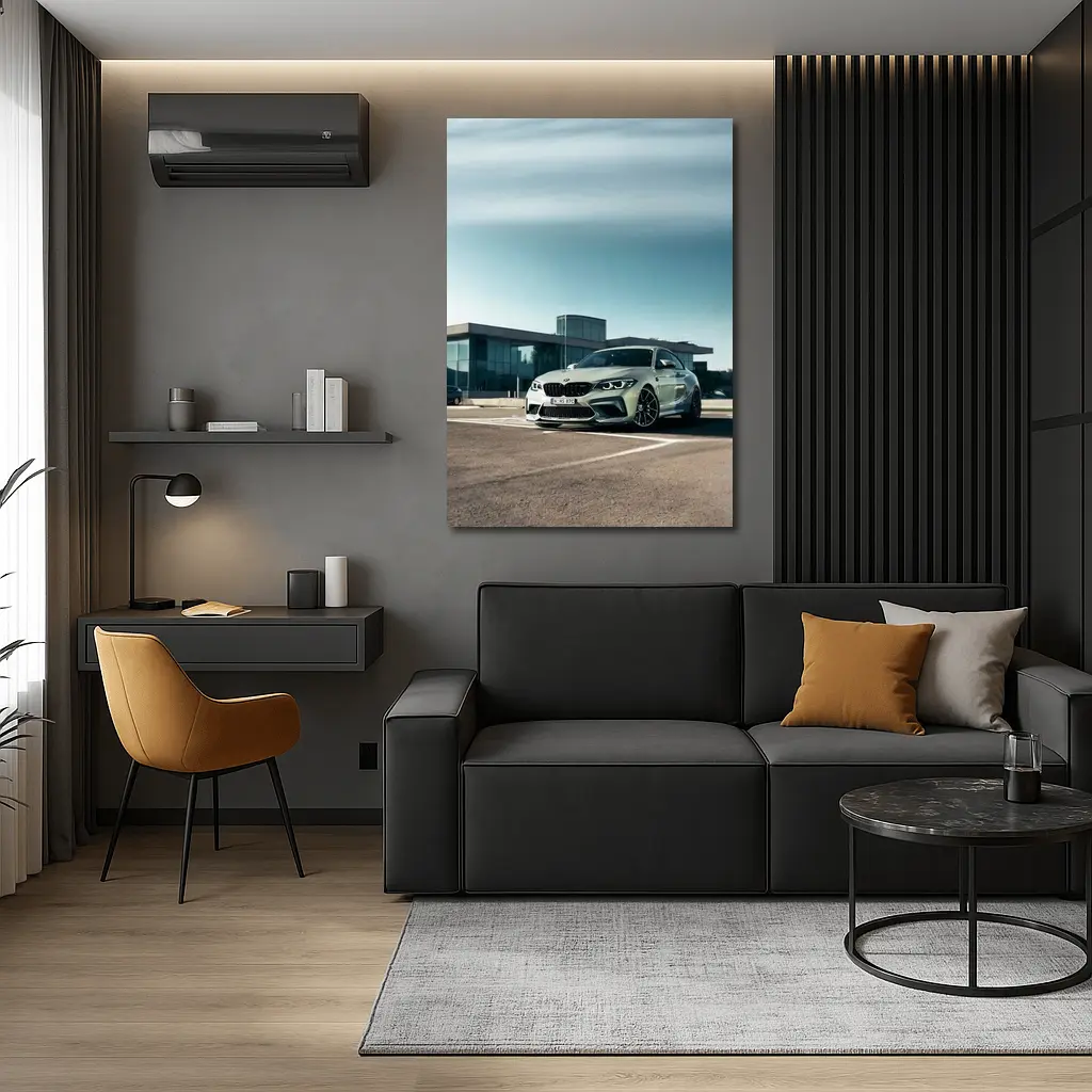 BMW M2 Competition Silver Parked Outside Building – Wall Art