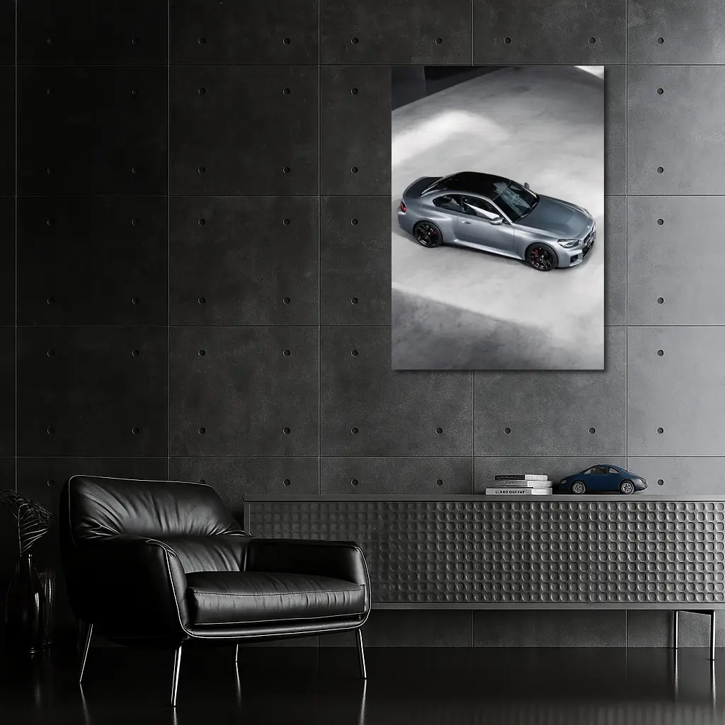 BMW M2 Coupe Silver Studio Overhead View – Wall Art