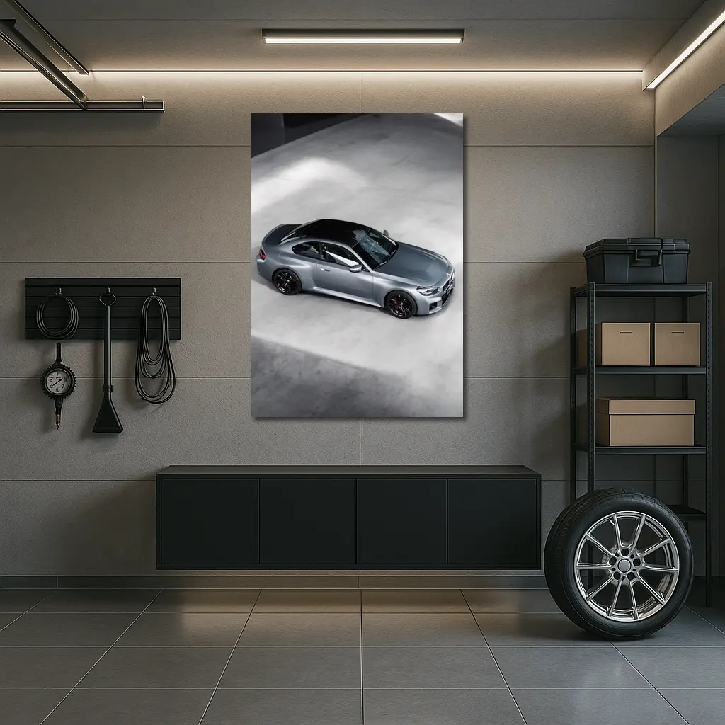BMW M2 Coupe Silver Studio Overhead View – Wall Art
