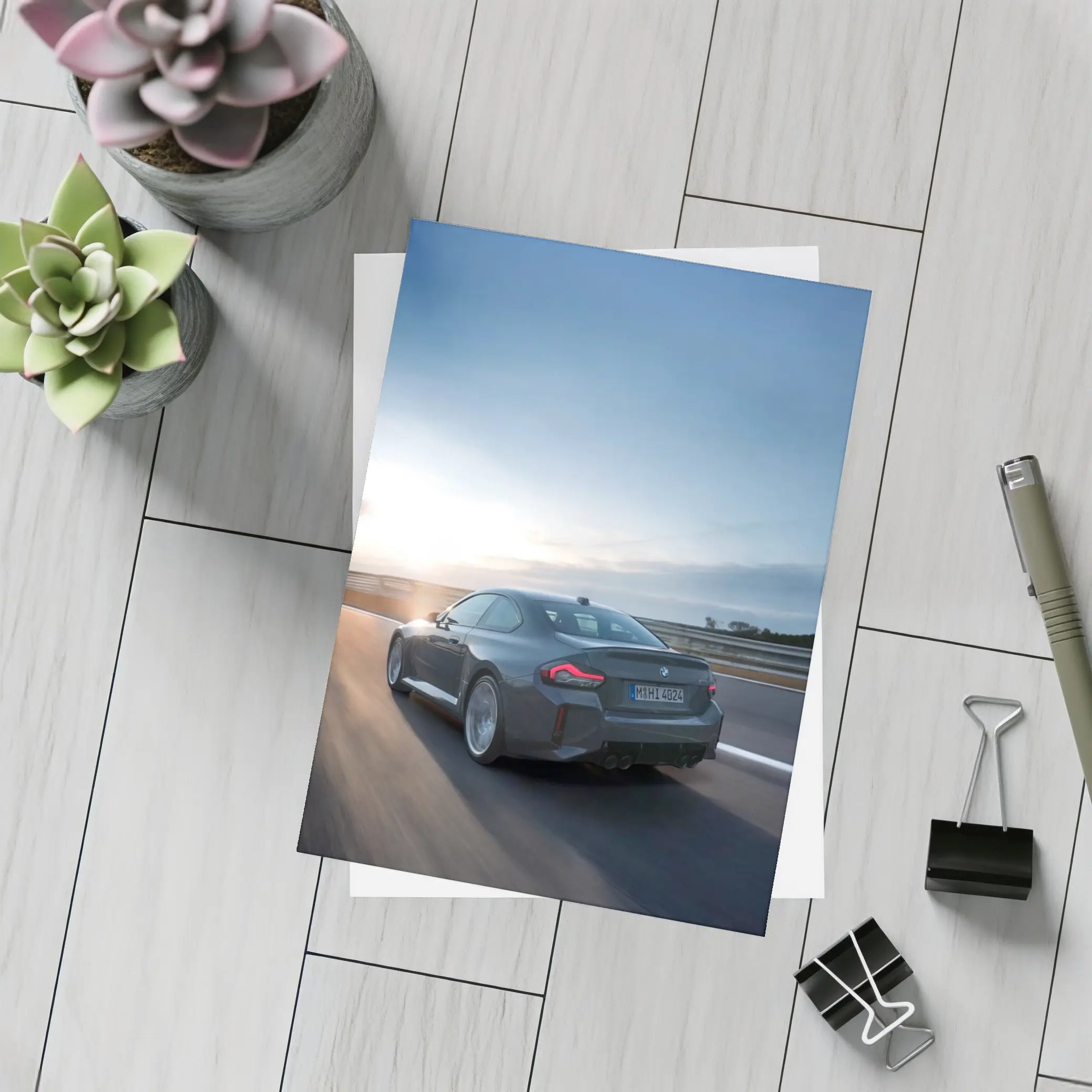 BMW M2 Coupe Gray Highway Sunset Drive – Postcards