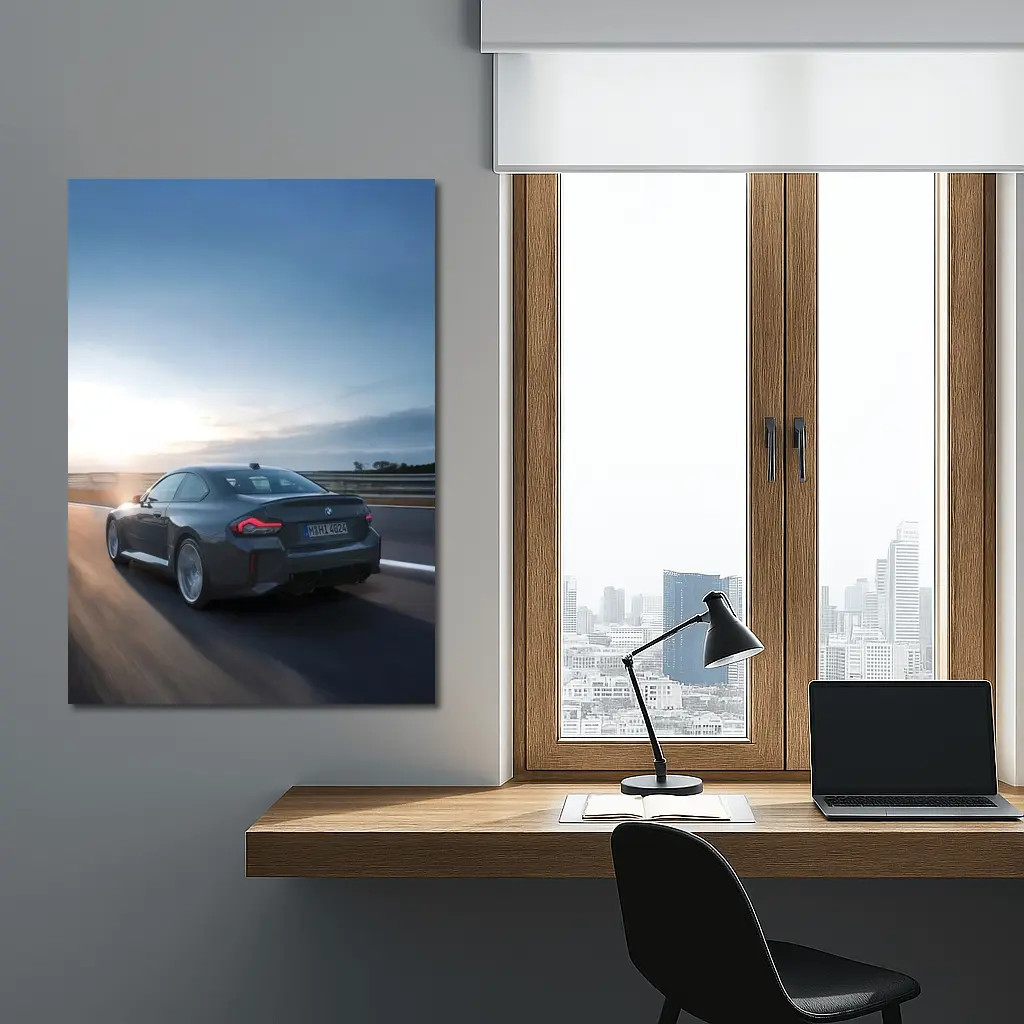 BMW M2 Coupe Gray Highway Sunset Drive – Wall Art