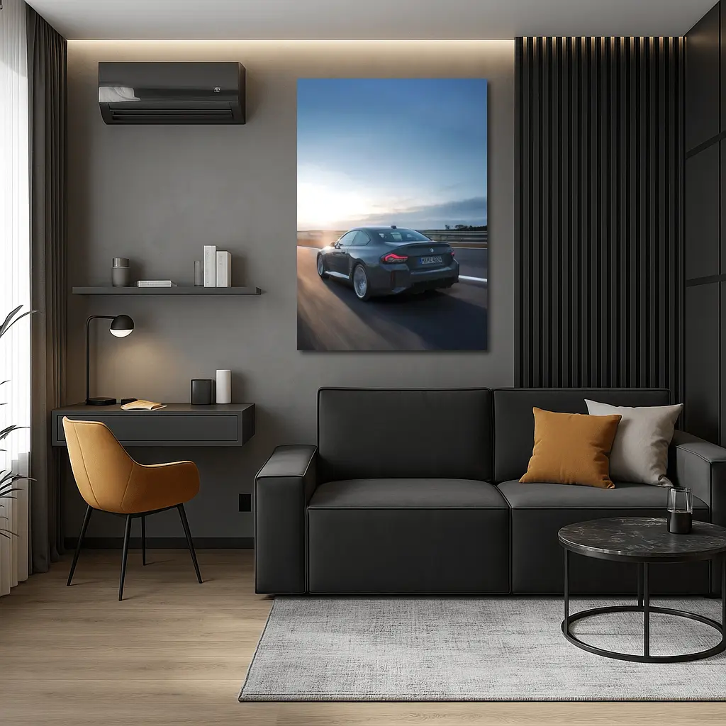 BMW M2 Coupe Gray Highway Sunset Drive – Wall Art