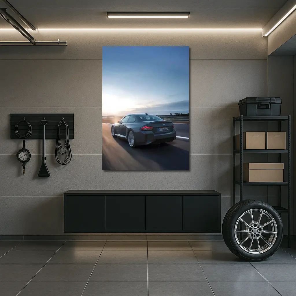 BMW M2 Coupe Gray Highway Sunset Drive – Wall Art