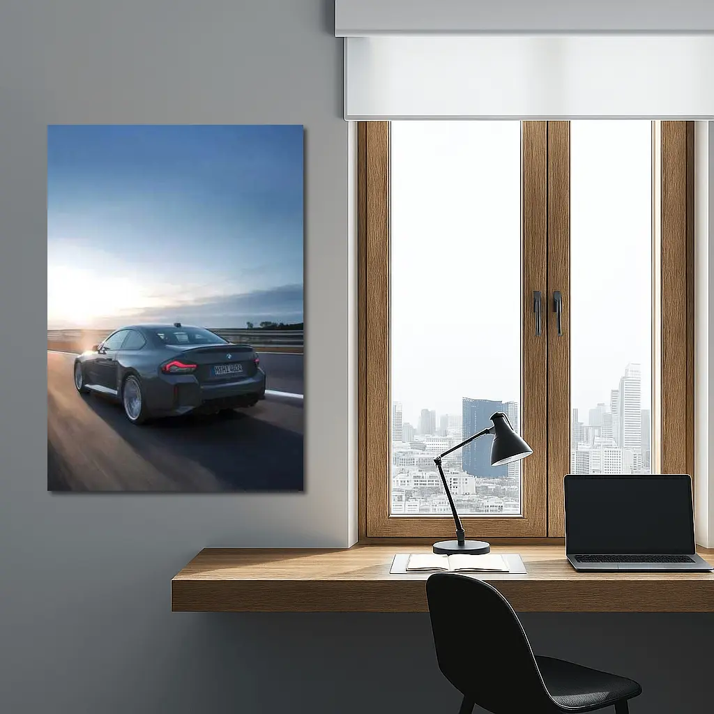 BMW M2 Coupe Gray Highway Sunset Drive – Wall Art