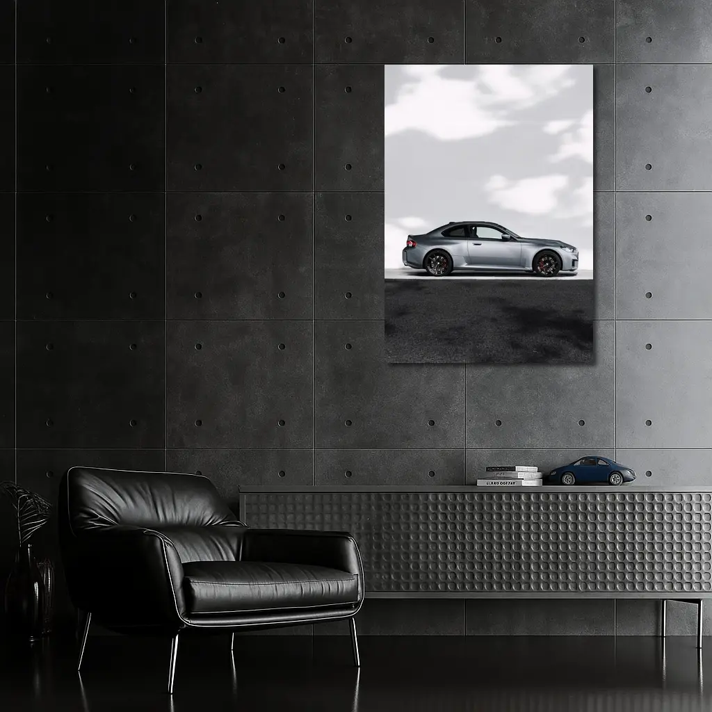 BMW M2 Coupe Silver Side Profile View – Wall Art