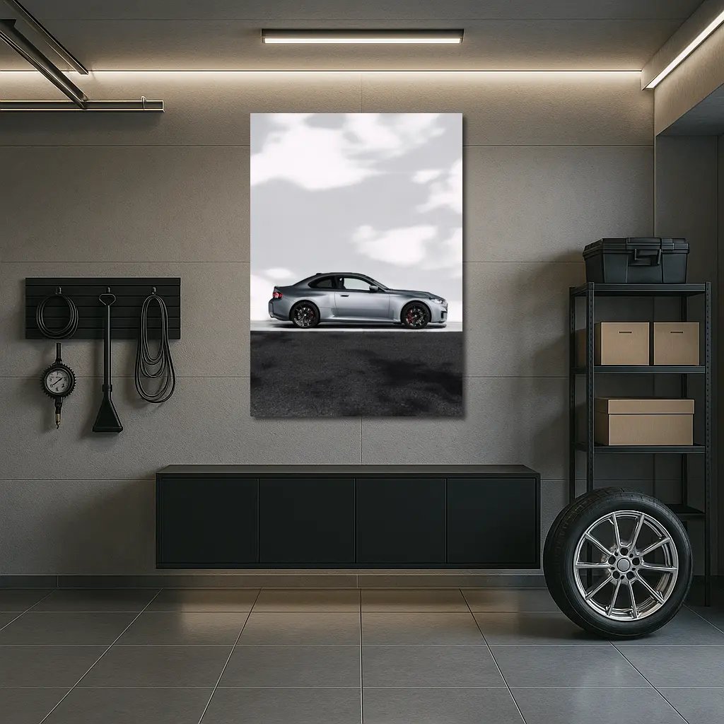 BMW M2 Coupe Silver Side Profile View – Wall Art