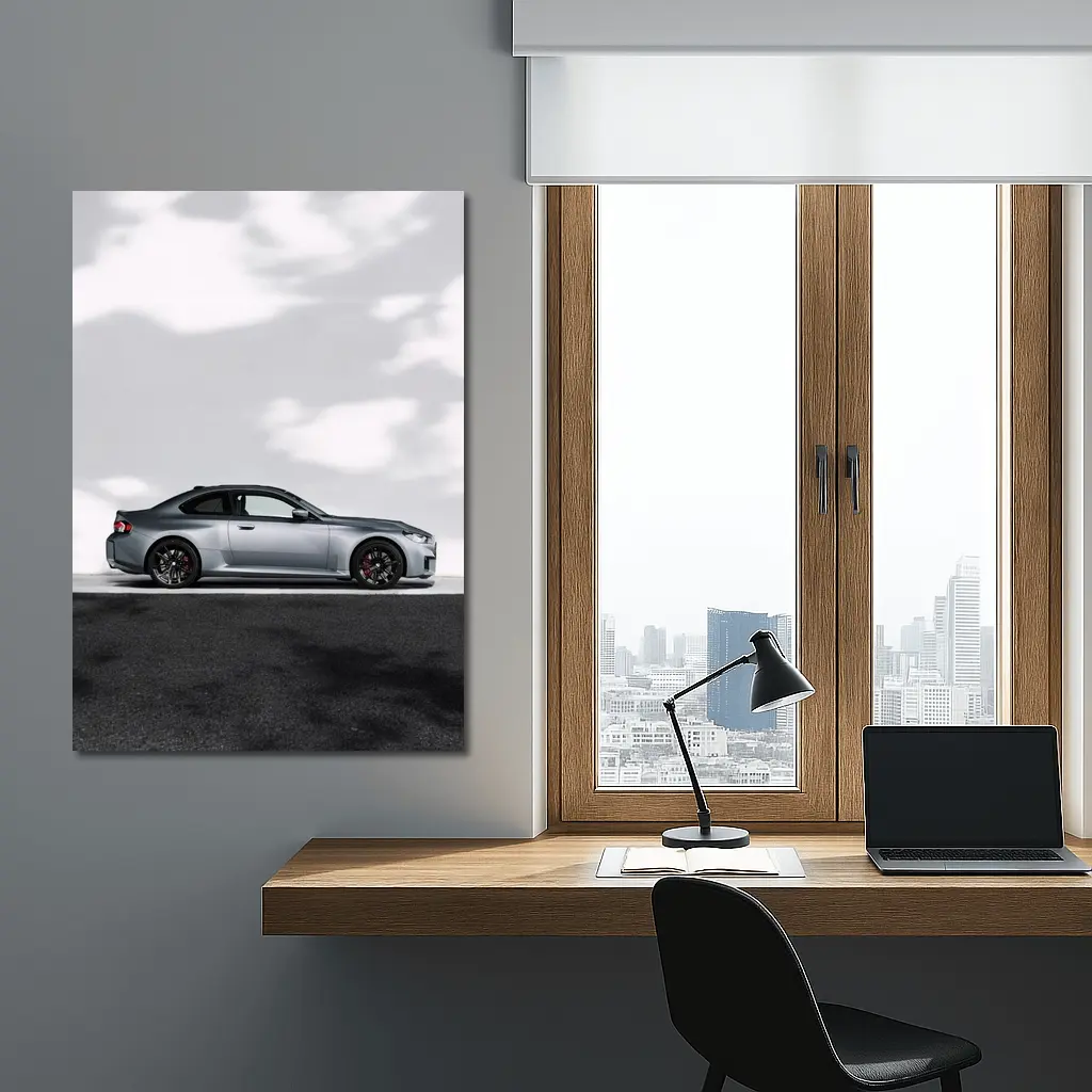 BMW M2 Coupe Silver Side Profile View – Wall Art