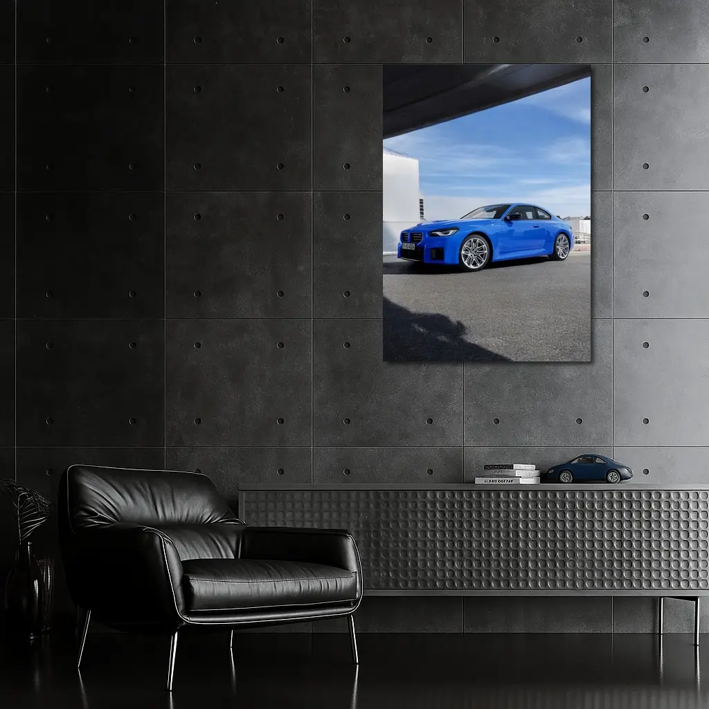 BMW M2 Coupe Blue Parked Outdoor Setting – Wall Art