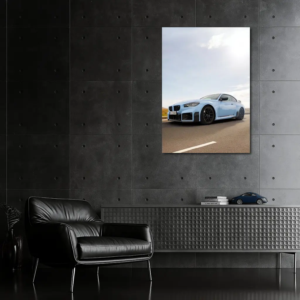 BMW M2 Coupe Light Blue On Road – Wall Art