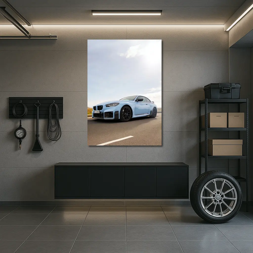 BMW M2 Coupe Light Blue On Road – Wall Art