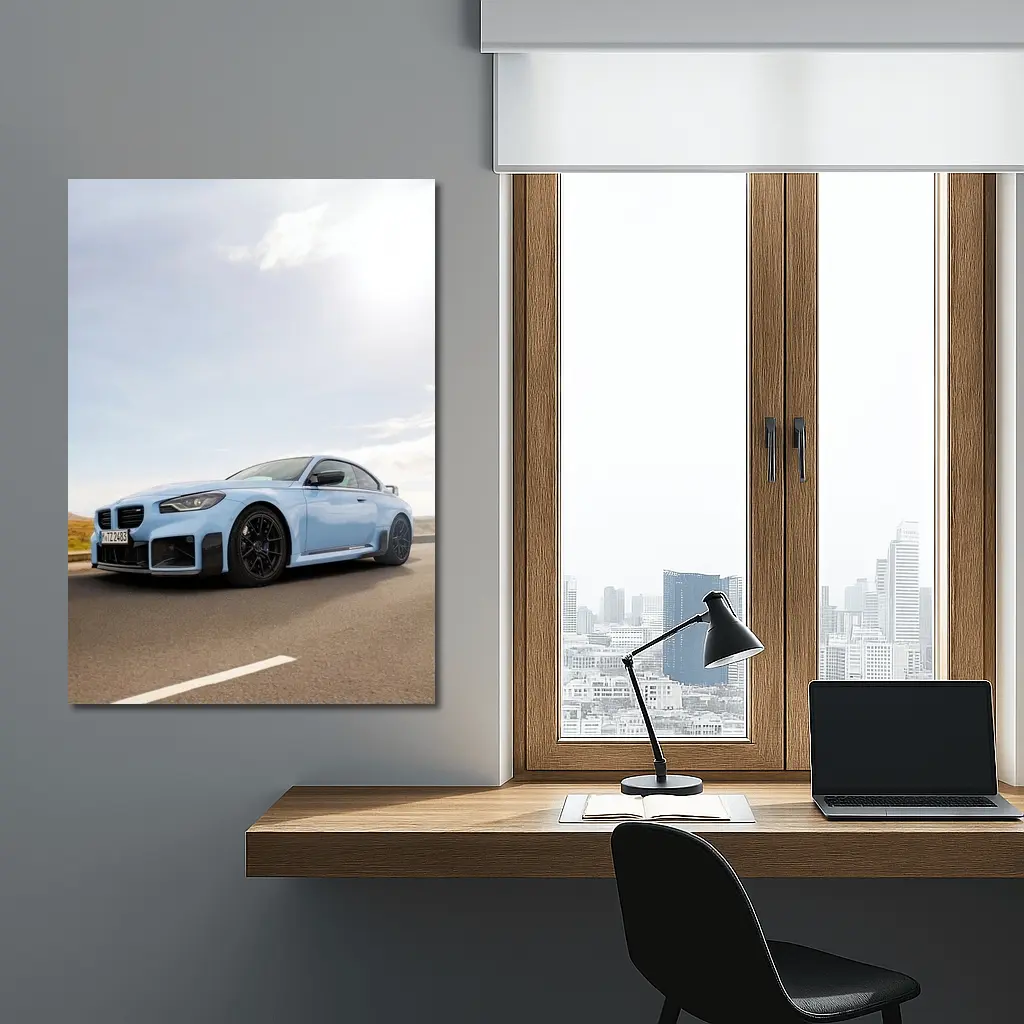 BMW M2 Coupe Light Blue On Road – Wall Art
