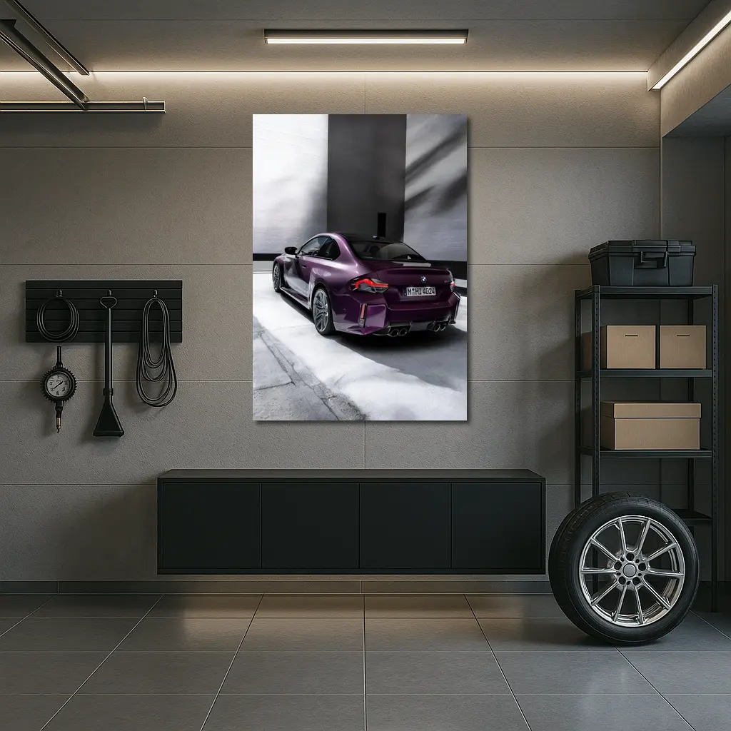 BMW M2 Coupe Purple Urban Parking Garage – Wall Art
