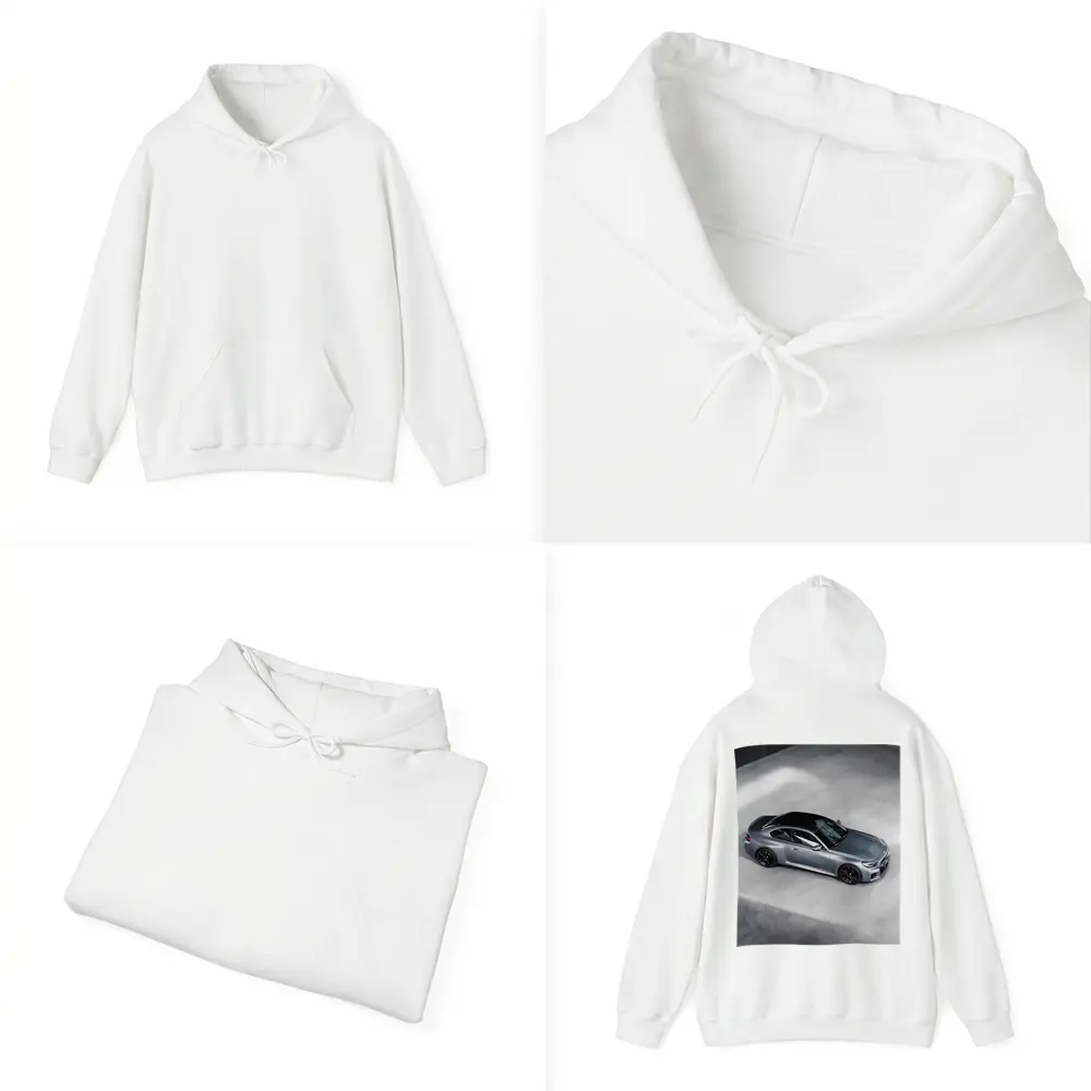 BMW M2 Coupe Silver Studio Overhead View – Hoodies