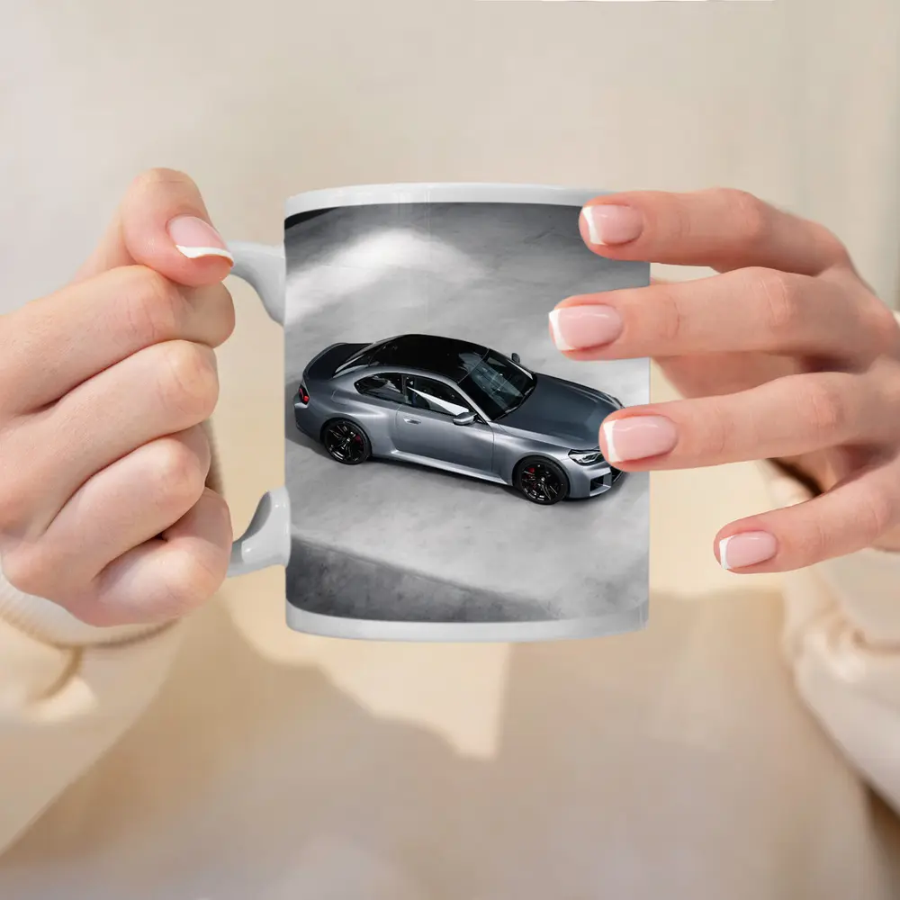 BMW M2 Coupe Silver Studio Overhead View – Mugs