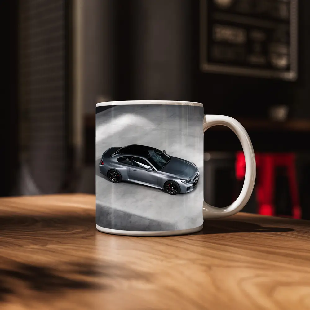 BMW M2 Coupe Silver Studio Overhead View – Mugs