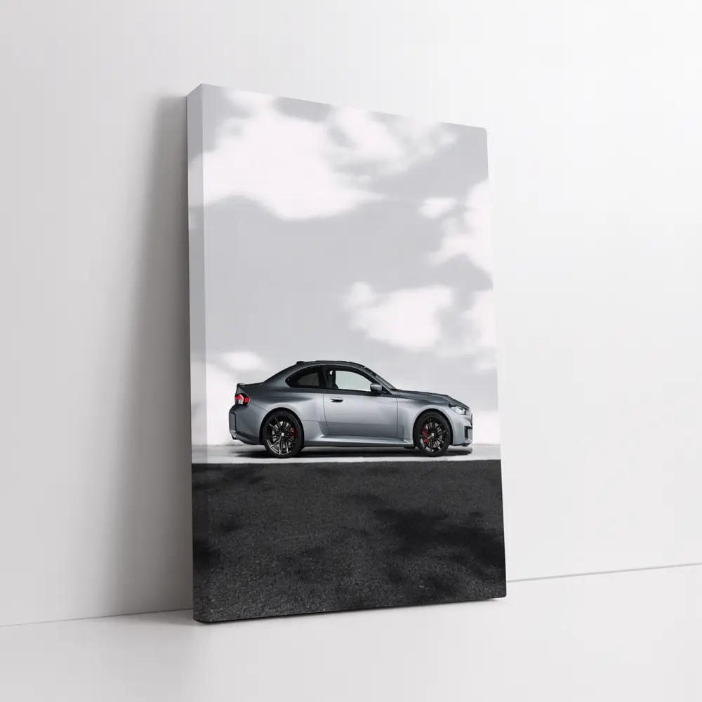 BMW M2 Coupe Silver Side Profile View – Wall Art
