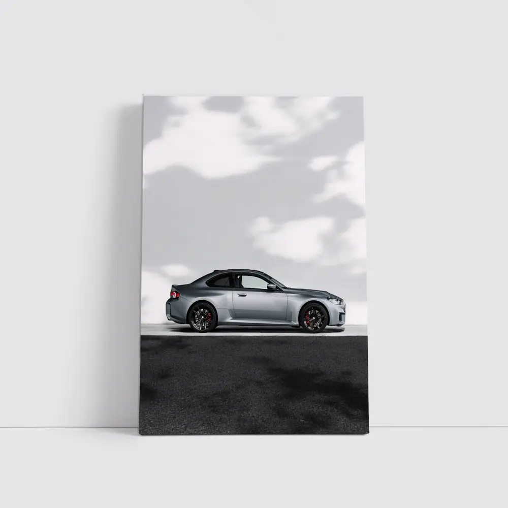 BMW M2 Coupe Silver Side Profile View – Wall Art