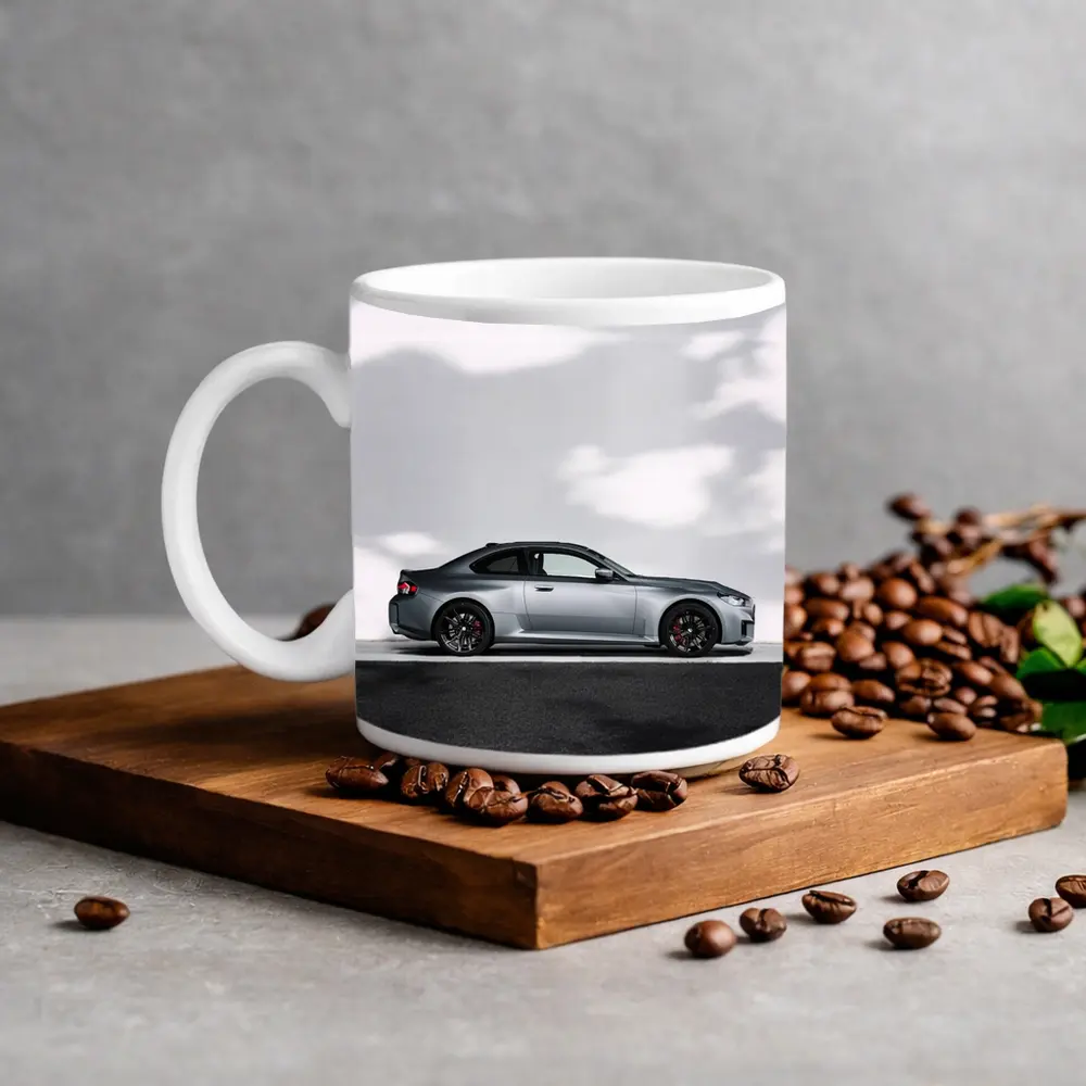BMW M2 Coupe Silver Side Profile View – Mugs