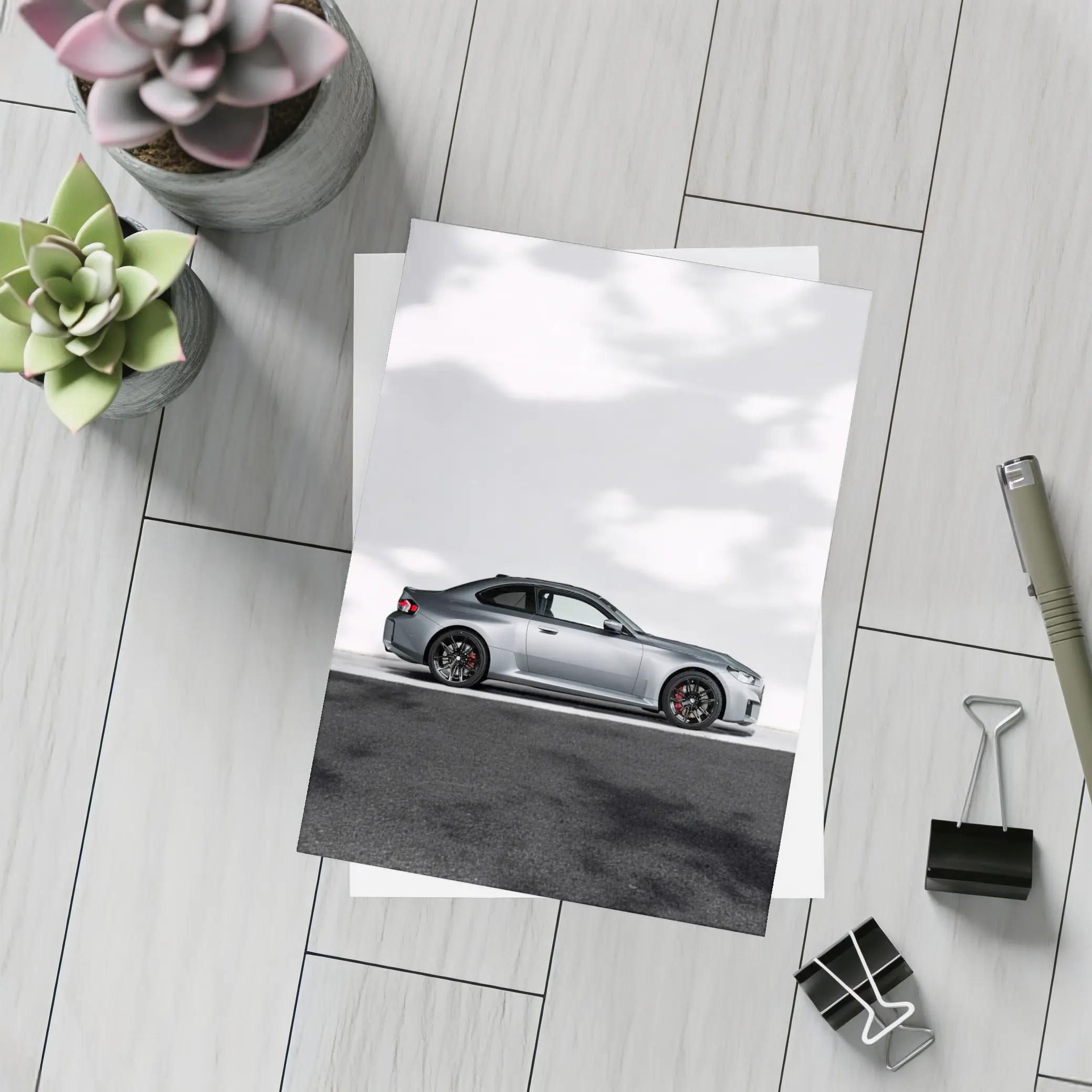 BMW M2 Coupe Silver Side Profile View – Postcards