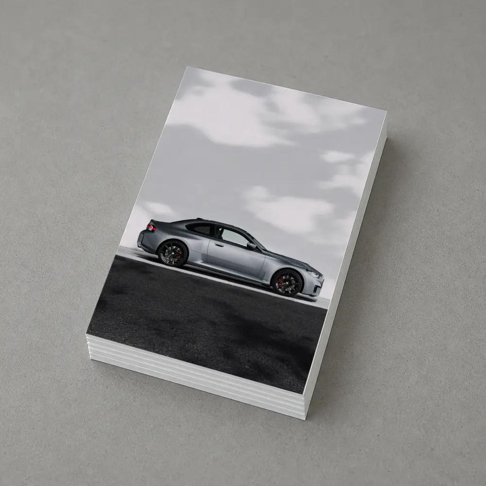 BMW M2 Coupe Silver Side Profile View – Postcards
