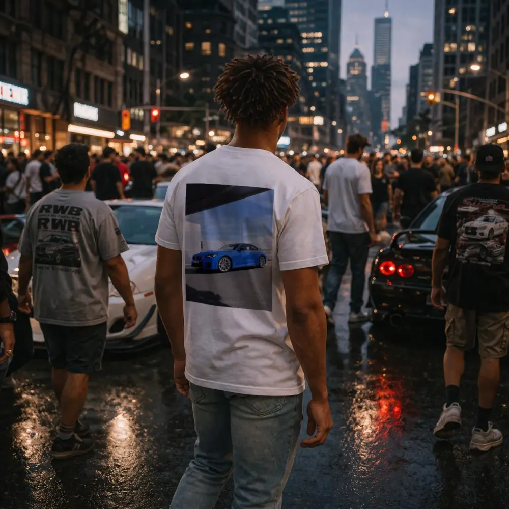 BMW M2 Coupe Blue Parked Outdoor Setting – T-Shirts