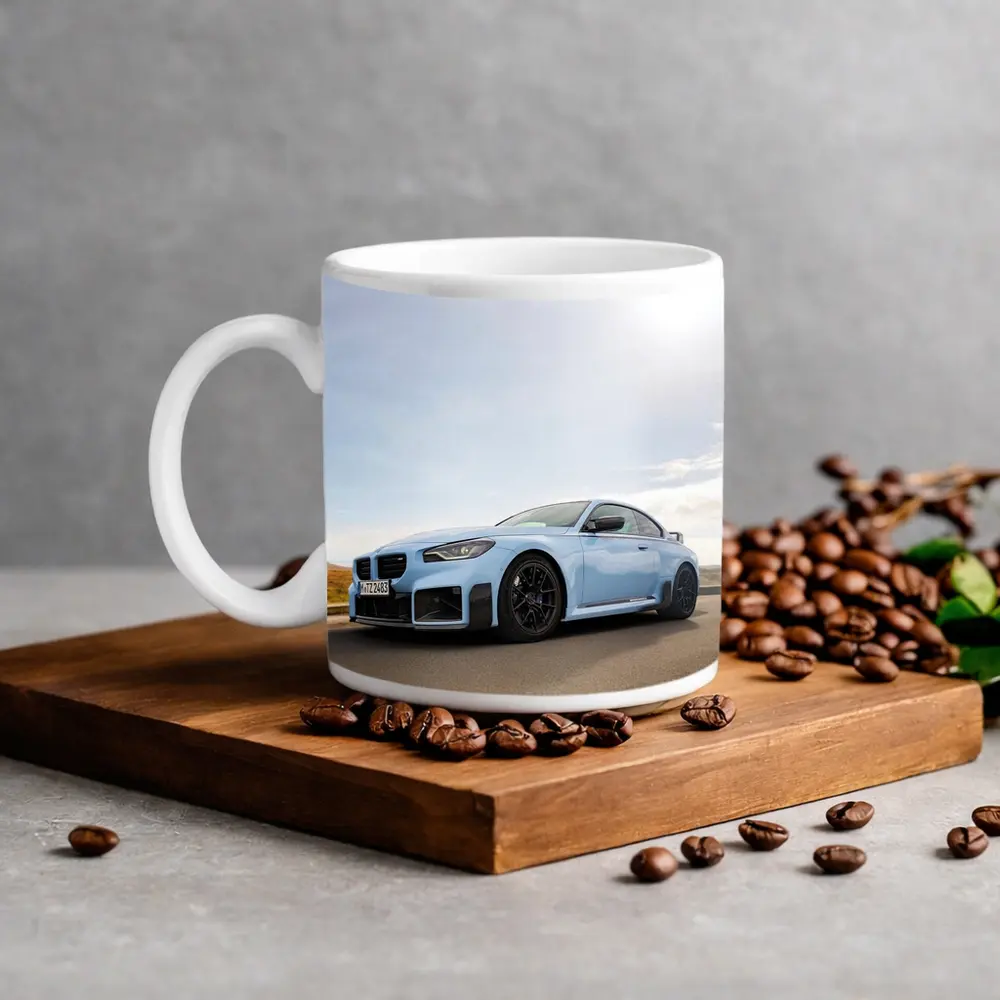 BMW M2 Coupe Light Blue On Road – Mugs