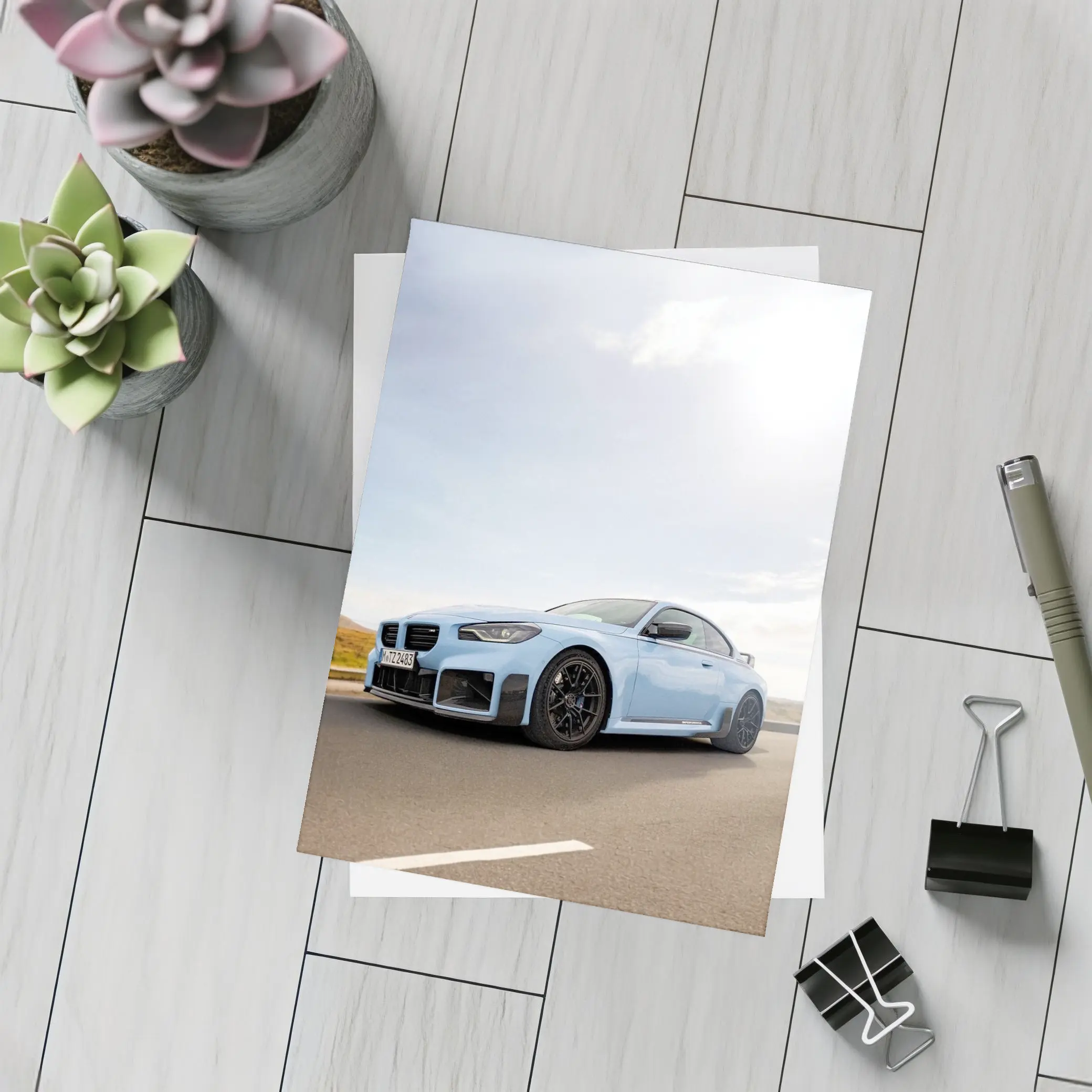 BMW M2 Coupe Light Blue On Road – Postcards