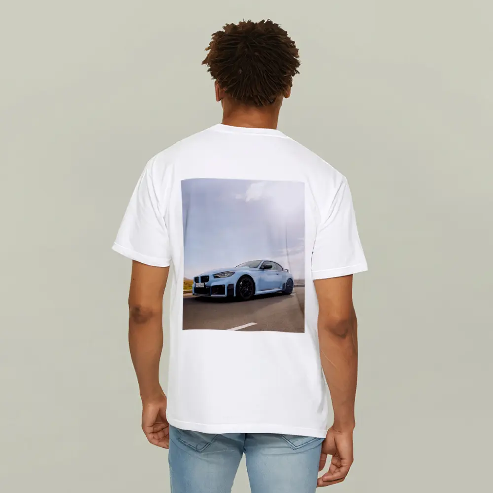 BMW M2 Coupe Light Blue On Road – T-Shirts