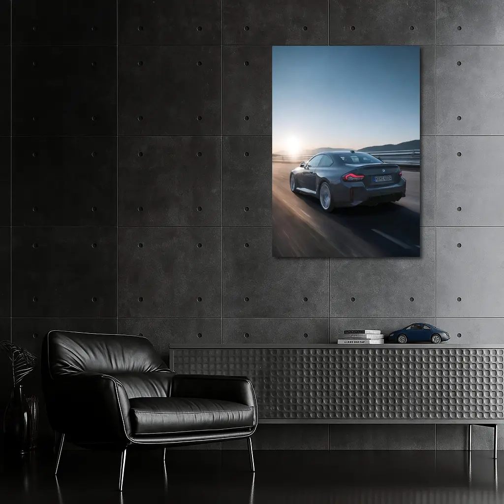 BMW M2 Gray Coupe Highway Sunset Drive – Wall Art