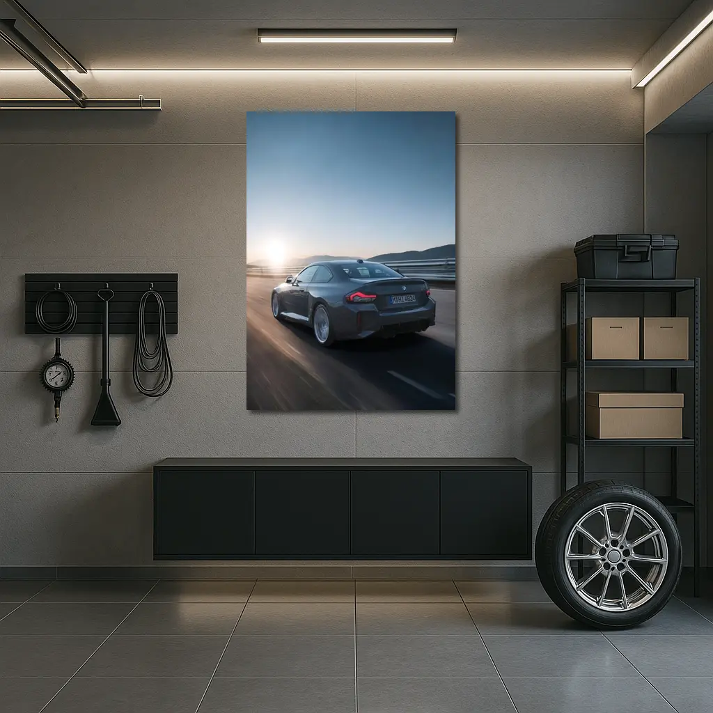 BMW M2 Gray Coupe Highway Sunset Drive – Wall Art
