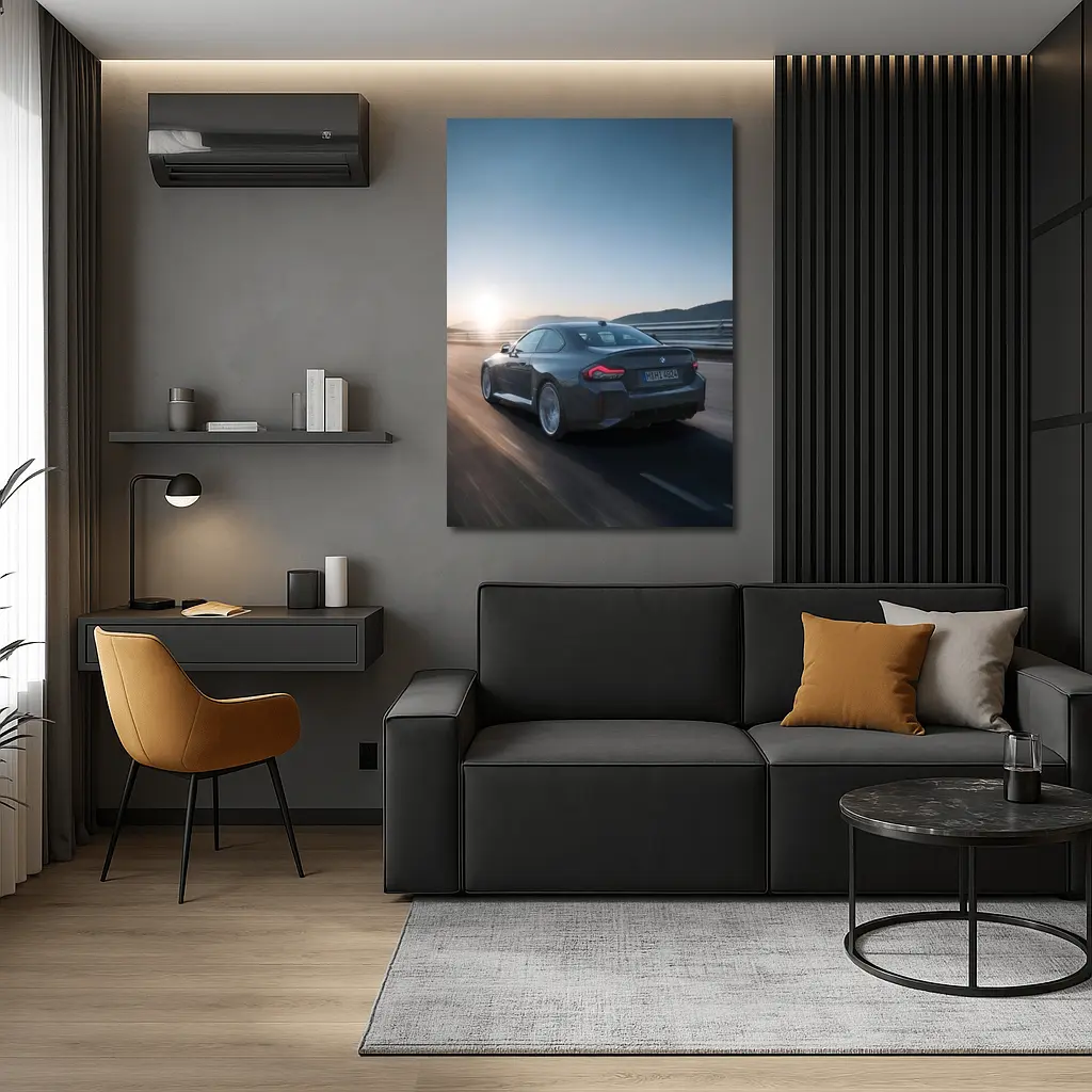 BMW M2 Gray Coupe Highway Sunset Drive – Wall Art