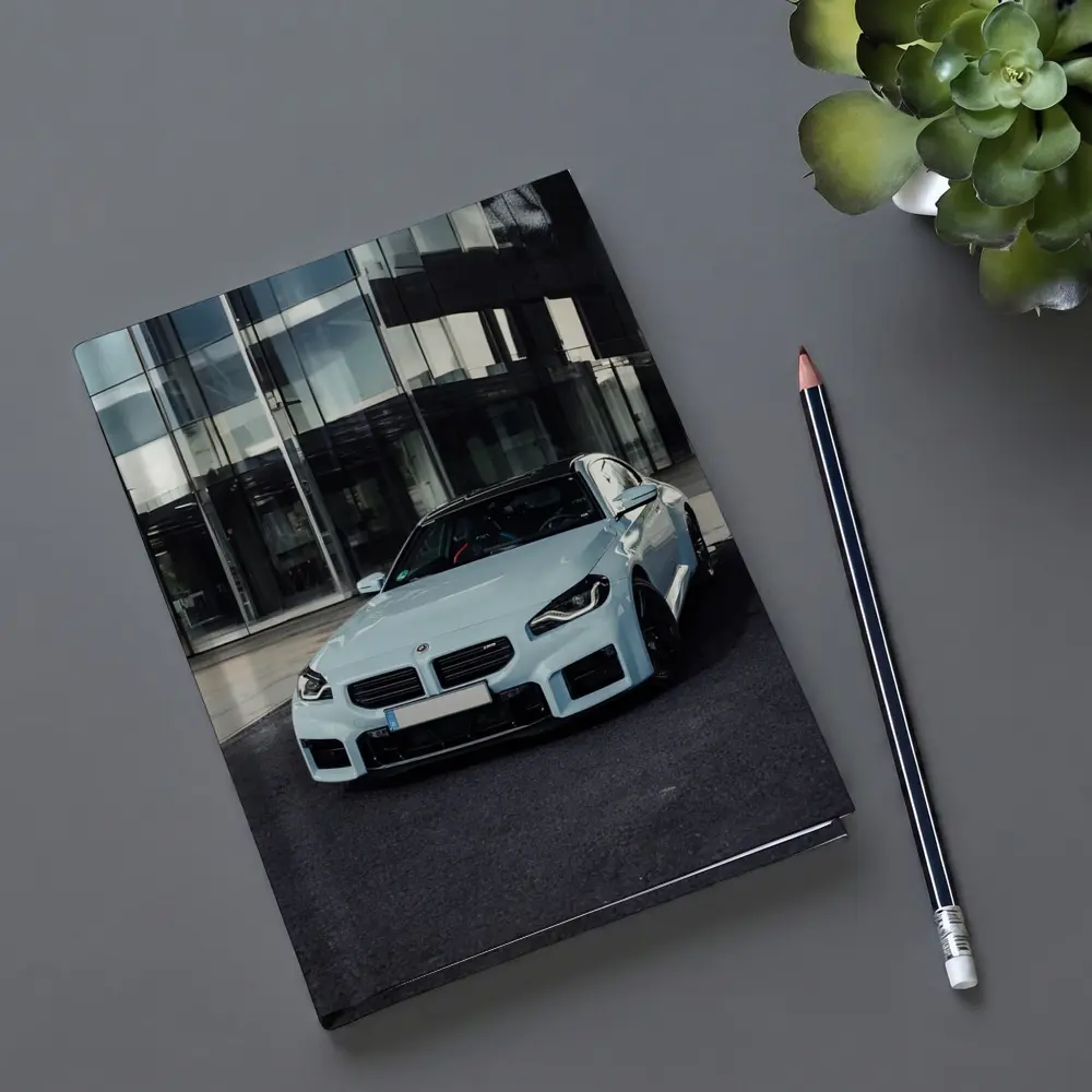 BMW M2 Light Blue Urban Building Background – Notebooks